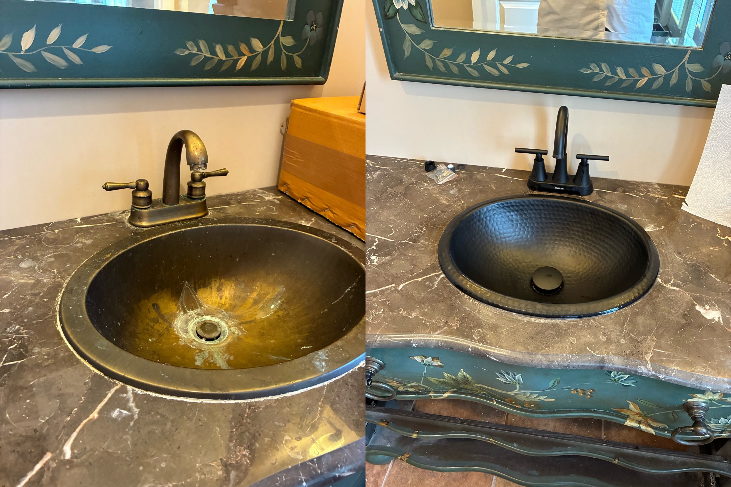 Sink bowl and fixtures swapout